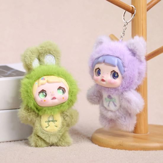 Vinil Bebek Peluş Anahtarlık Meyve Temalı Dolgulu Hayvan Kapüşonlu 14cm Sevimli Sırt Çantası Charmı ve Koleksiyonluk Oyuncak