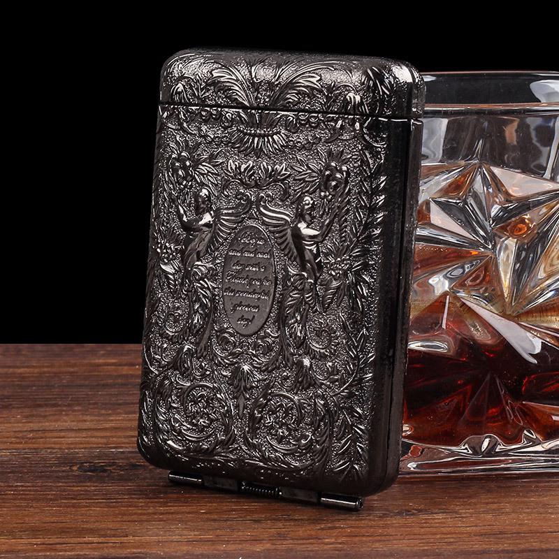 14-Count Triple-Fold Cigarette Case - Peaky Blinders Style, Metal, Creative, Portable, King-Size, Shelby Inspired.