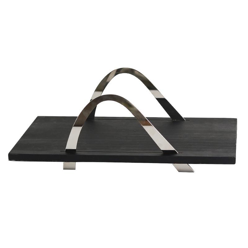 Model House Soft Decoration Metal Handle Arch Bridge Solid Wood Pallet Decoration Home Living Room Coffee Table Storage Tray Decoration