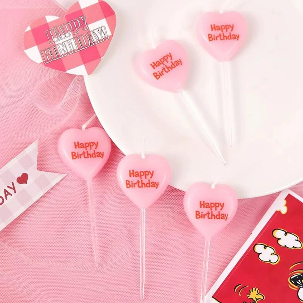 5pcs Cute Heart Shaped Birthday Candles Cake Candle Toppers for Party Wedding Cake Decoration Supplies Birthday Candles