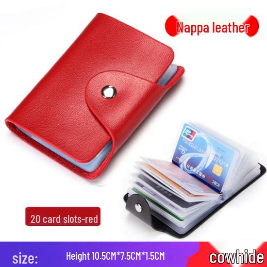 Dames Stijlvolle Kaarthouder van Rundleer met Meerdere Vakken voor Zakelijke Kaarten, Creditcards en Rijbewijs