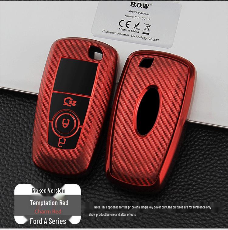 Ford Model A Carbon Fiber Pattern TPU Car Key Protective Case