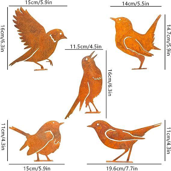 

Деревенский Металлический Силуэт Пять Маленьких Птичек Садовое Украшение