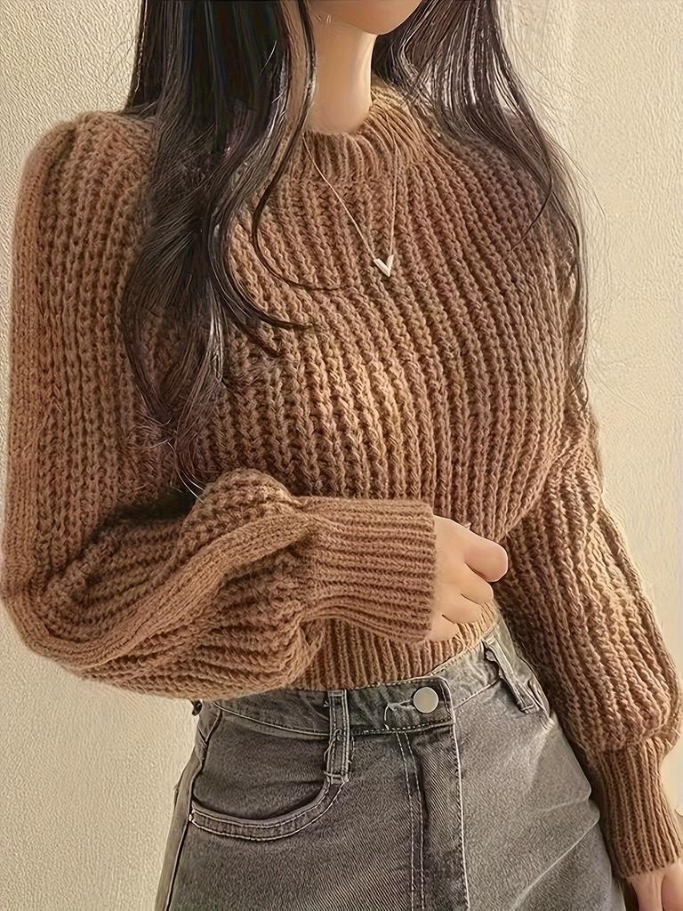 Crew neck knitted sweater women's loose lazy style autumn and winter new fashion versatile jumper platform supply chain