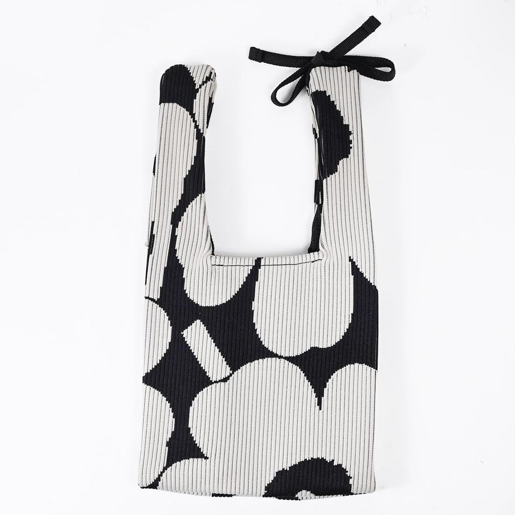 Tote KNITTED MINI Scandinavian Scandinavian design [Marimekko] bag, handbag, TOTE, Unikko, black, off-white, 94145, 094145, 911, goods, [Product]