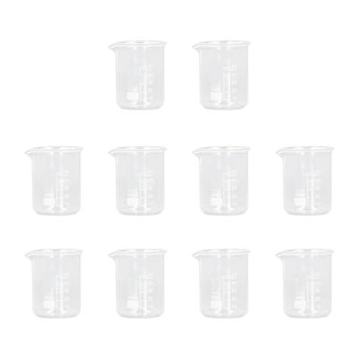 10 Pcs Laboratory Glass Beaker 50ml Thick Experimental Graduated Cylinder Cup with Clear Standard Scale Line