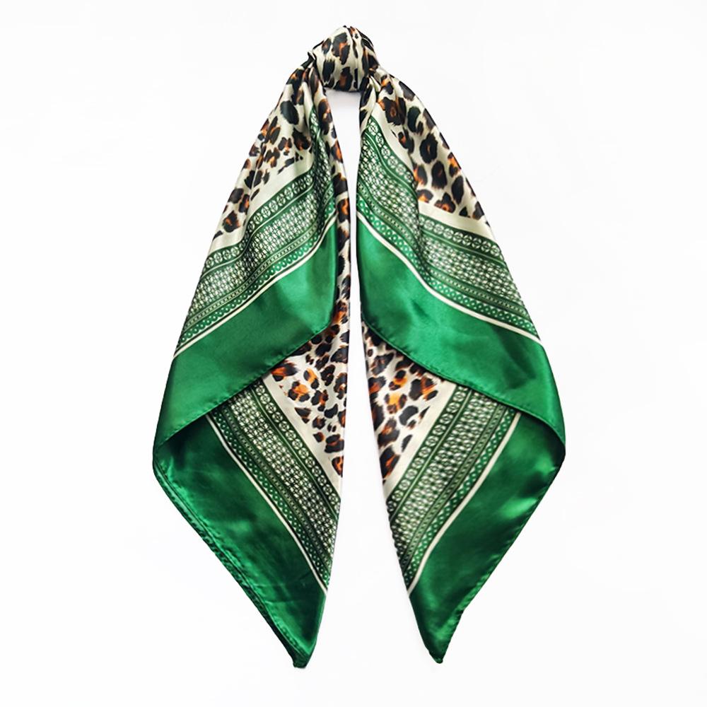 90cm Versatile Leopard Print Silk Headscarf for Women