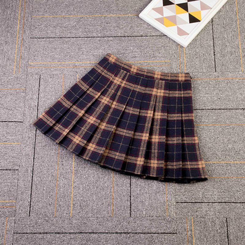 SCIONE Women's Skirt Woolen Pleated Skirt High Waist A-Line Plaid Sexy Bottoming Girl's Cute Skirt