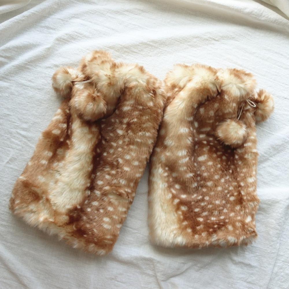 Faux Fur Plush Lace Winter Hat Leg Warmers Ear Protection New Reindeer Furry Boots Socks Cover