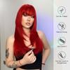 HAIRCUBE Červená rovná syntetická paruka pro ženy Dlouhá přírodní vrstvená paruka s ofinou Cosplay Party Paruka z tepelně odolných vláken