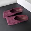 Fashion Women Suede Flats Mules Shoes Square Toe Slingback Slippers Casual Sandals 2025 Trend Summer Dress Flip Flops Cozy Mujer Slides