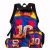 3-Piece 19 Soccer Star Pattern Rucksack Set – Big-Capacity Casual Backpack with Matching Clutch & Tote Carrier, Perfect for Daily