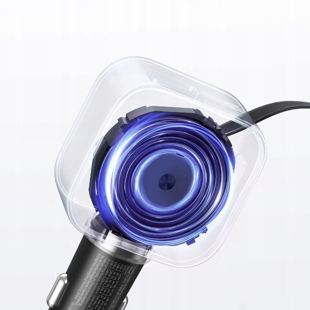 Mcdodo Szybka Ładowarka Samochodowa 3X Usb Usb-C 93W Led Kabel Zwijany 1M