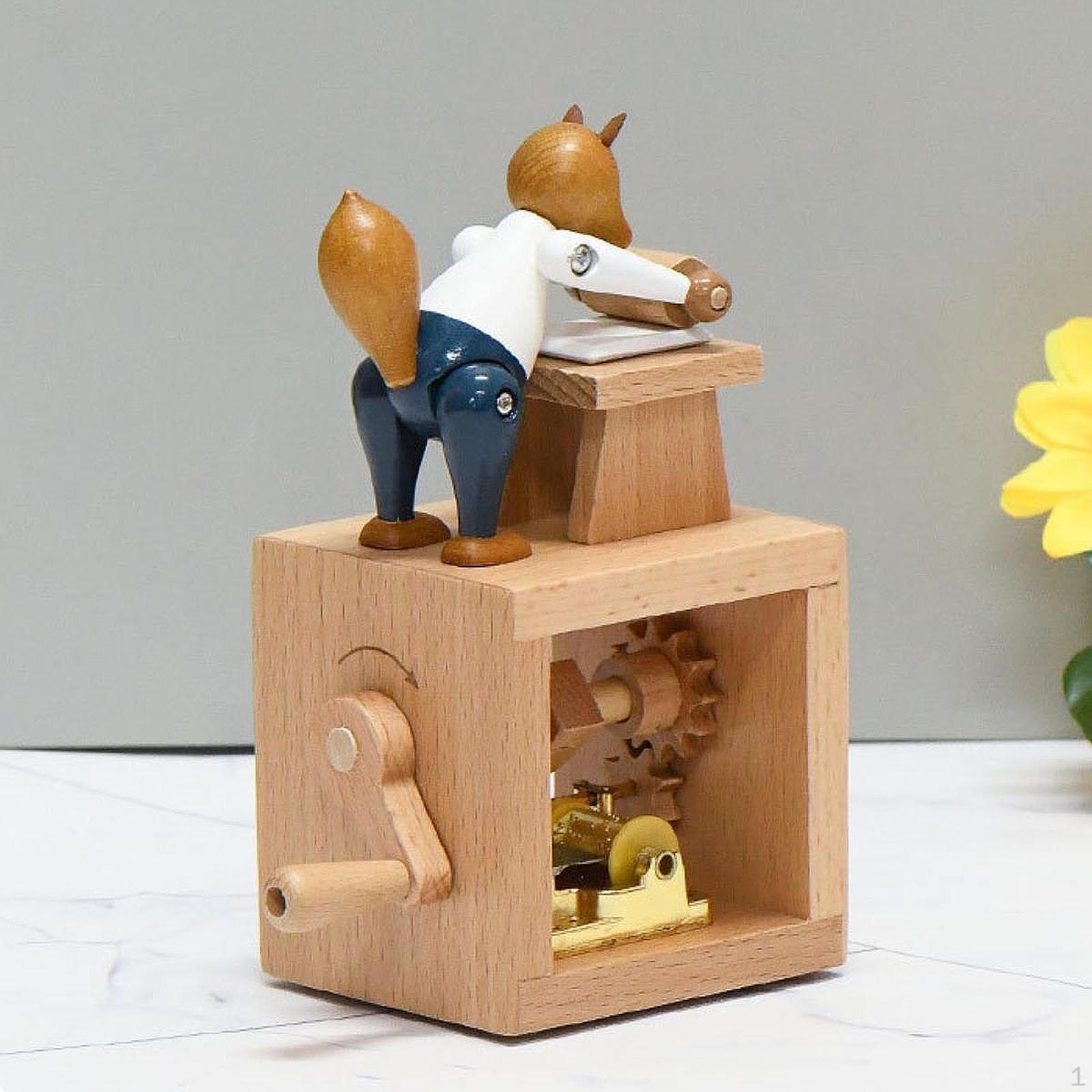 

Декор музыкальной шкатулки с ручным заводом, креативные уникальные фигурки, деревянные музыкальные украшения Fox