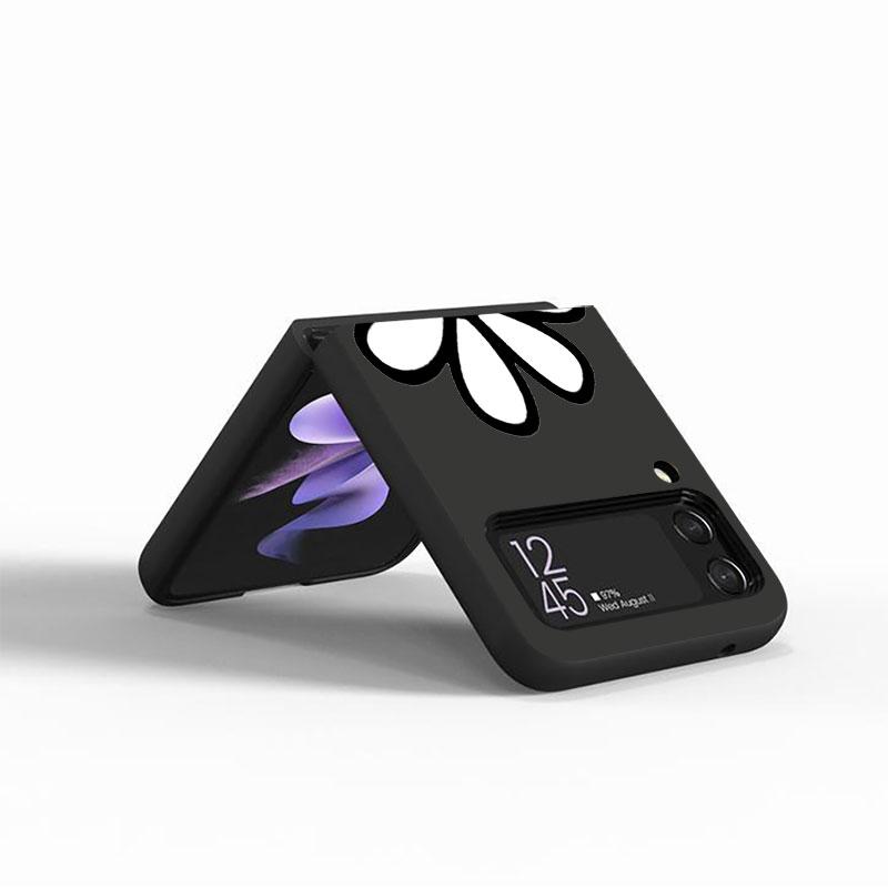 Flowers Heart Cell Case For Samsung Galaxy Z Flip 3 5G 4 Fashion Z Flip3 Luxury Black Hard Back Phone Coque Cover