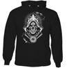 Grim Reaper Mens SkullHoodie Biker Tattoo Heavy Metal Music Guitar Motorbike