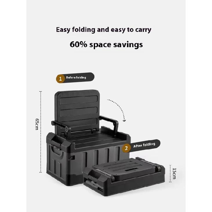 60L Outdoor Storage Box Foldable Storage Box Car Camping Accessories Car Supplies Thickened Storage Box
