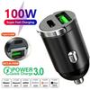 100/200W Mini Car Charger PD Type C Fast Charging For IPhone QC 3.0 USB C Car Mobile Phone Charger For Samsung Xiaomi Huawei