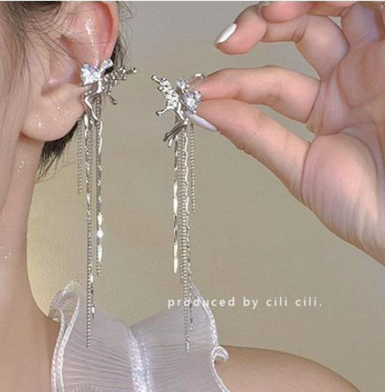 Koreańskie Klipsy na Uszy dla Nieprzekłutych Uszu – Modny Chwost i Perłowy Motylkowy Design dla Kobiet