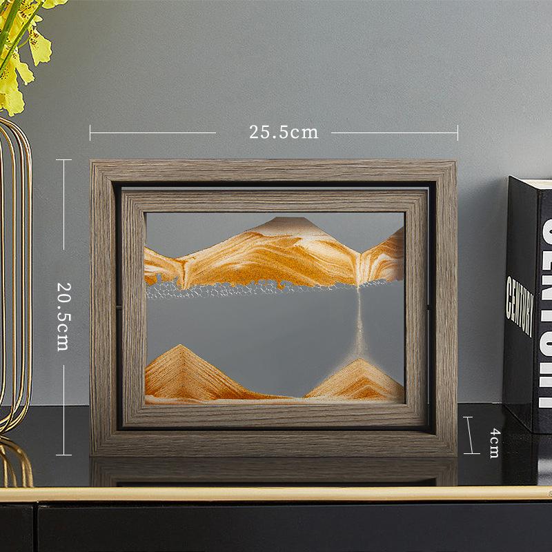 3D Sandscape Moving Sand Art Picture Quicksand Liquid Hourglass Glass Wooden Frame Flowing Sand Painting Office Home Decor Gifts