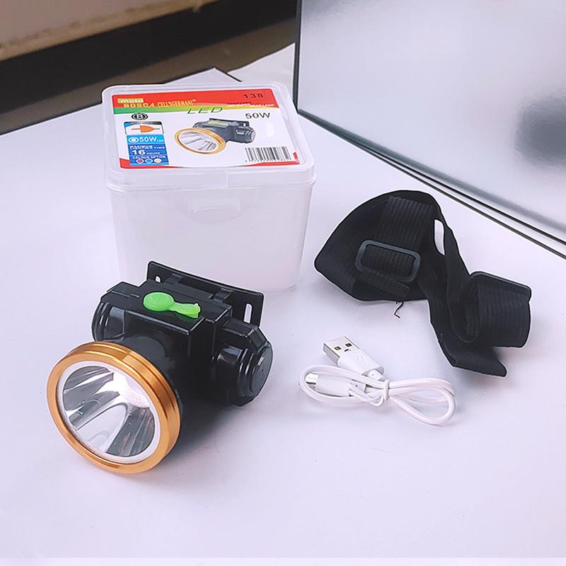 LED strong light headlight outdoor charging night fishing camouflage waterproof headlight