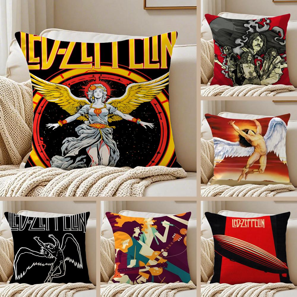 Rock British Rock Band Led Zeppelin Cushion Cover Pillowcase Antidustmite Invisible Zipper Short Plush Sofa Cushion