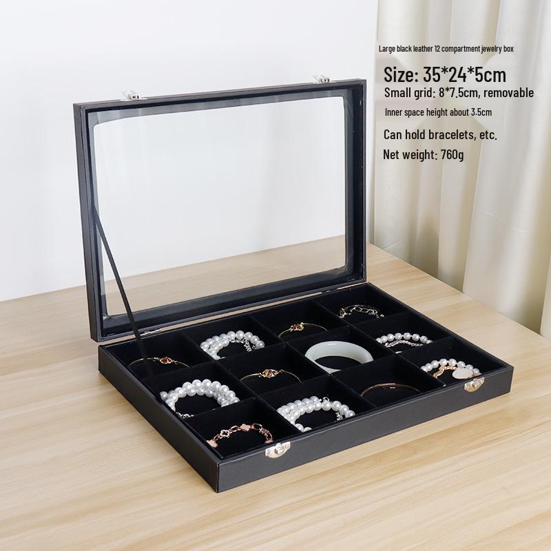 Wenge Wood Dustproof Jewelry Box with Lid for Bracelets and Accessories