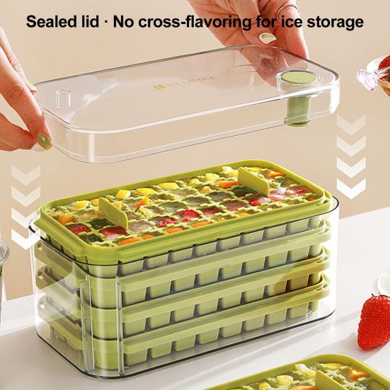 Ice Cube Trays with Bin Ice Shovel 100/200 Cavity Stackable Ice Molds for Freezer One Click Press Easy Release Ice Maker for Cocktails Whiskey Juice