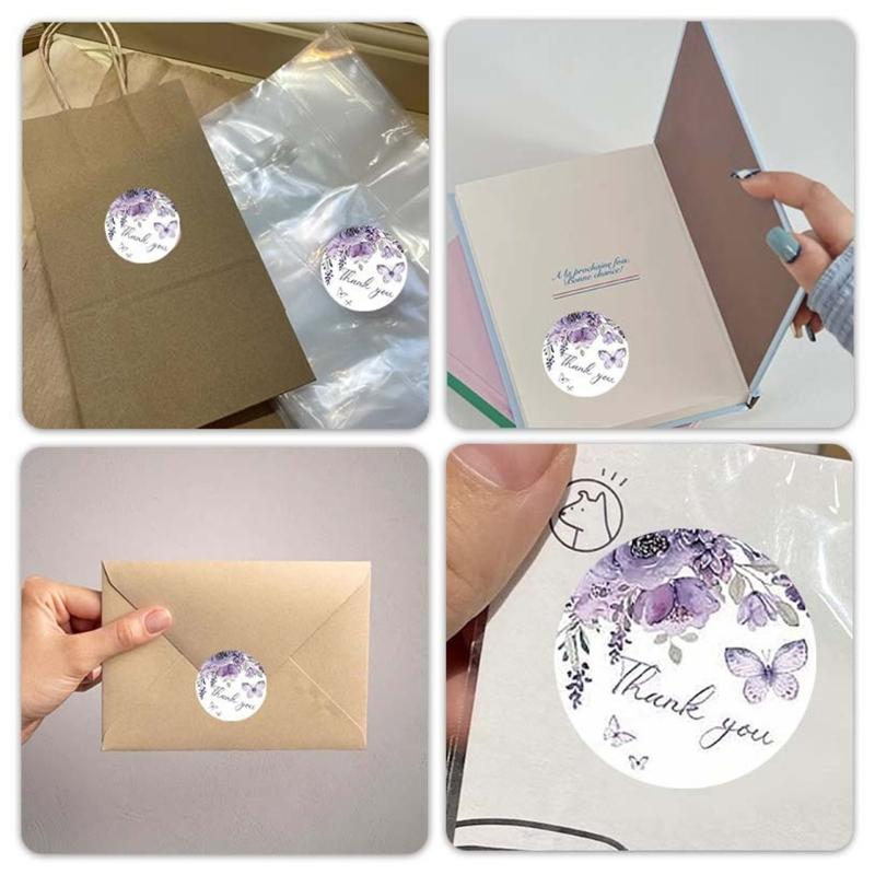 Runde Aufkleber Dankeschön Etiketten Umschlagaufkleber Etiketten mit Blumendruck für Hochzeit Brautparty Geburtstagsdekoration