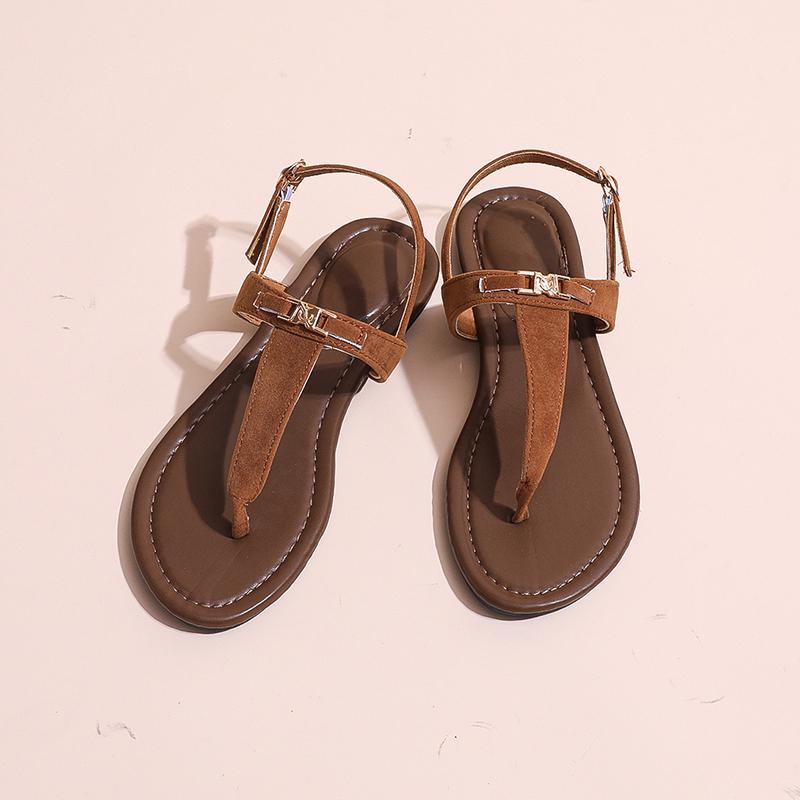 

High Quality Women s 2025 Luxury Paired with Solid Color Casual Comfortable Needle Buckle Outdoor Fashionable Women s Sandals 38 коричневый