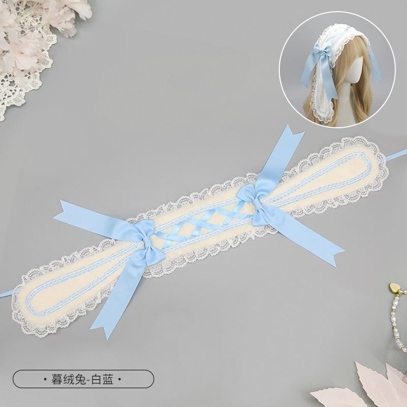 

O mother bow lop ear rabbit hair accessories cute sweet plush rabbit headdress handmade Lolita rabbit ear headband