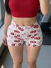 Cherry Print Breathable Yoga Shorts – Versatile Women's Three-Quarter Hot Pants for Summer Fitness and Running