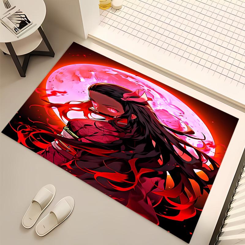 1pc Demon Slayer Nezuko Print Area Rug - Soft, Washable Non-Slip Indoor Mat, Living Room, Home Office Decorative Rug,Office Decorative