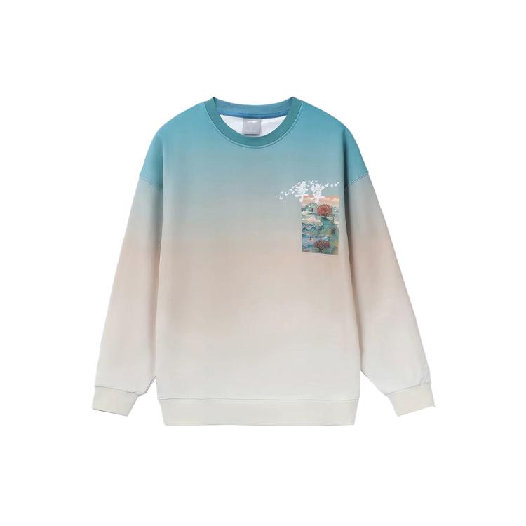 Li Ning Sports Fashion Collection Sweatshirts Men s Space Blue Crew Neck Moderate Regular AWDR479-5 M