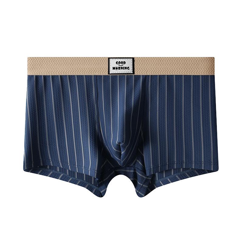 Men's Cotton Underwear Striped Mid-rise Boxer Shorts Male Comfortable Breathable Underpants U Bulge Pouch Sexy Panties