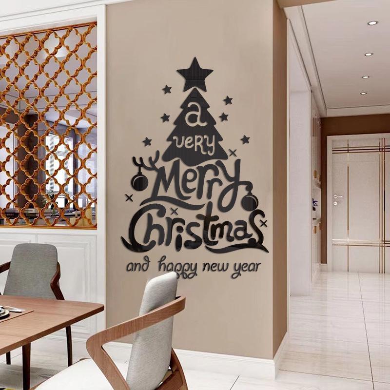 3D Acrylic Christmas Tree Wall Stickers for Living Room Entrance Decor