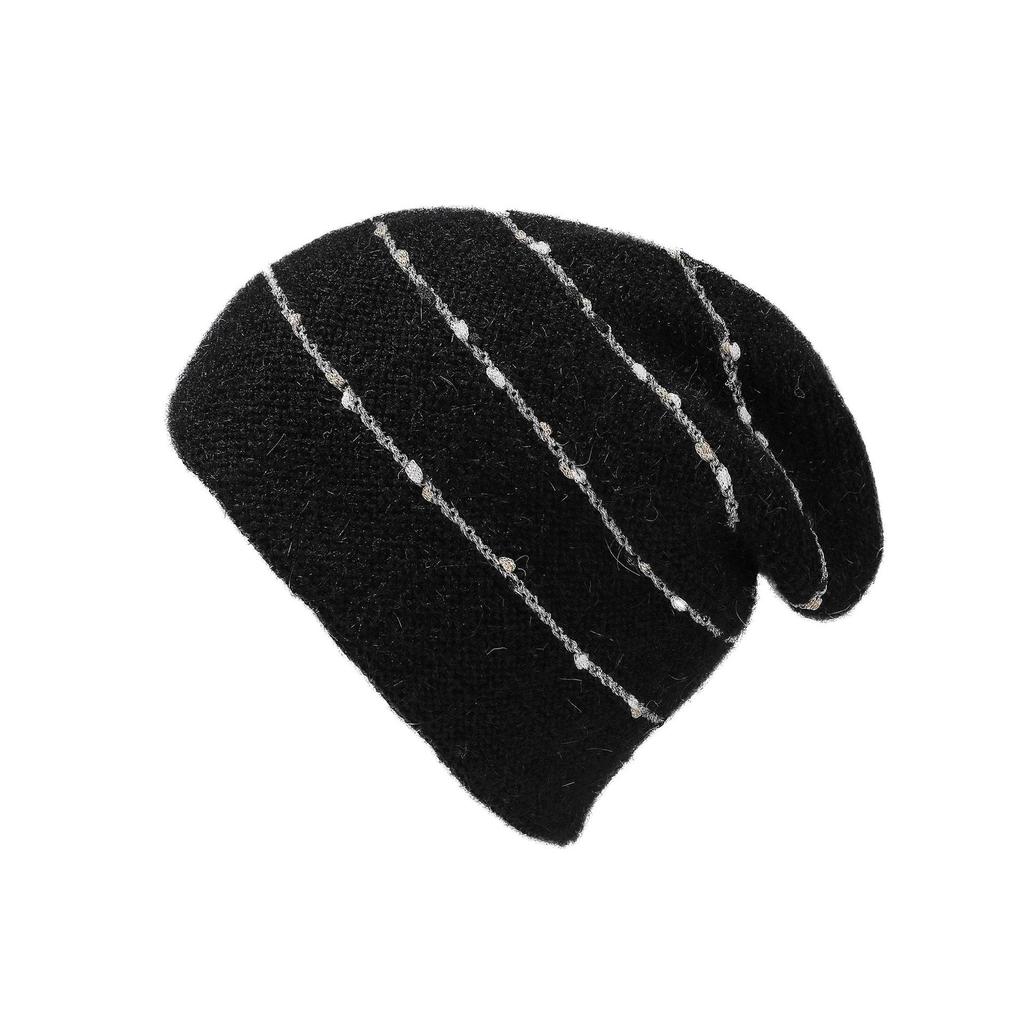Women's Rabbit Fur Slouchy Hat with Ear Protection - Knitted Jumper Yarn, Plus Velvet, Autumn/Winter Style for Outdoor Warmth