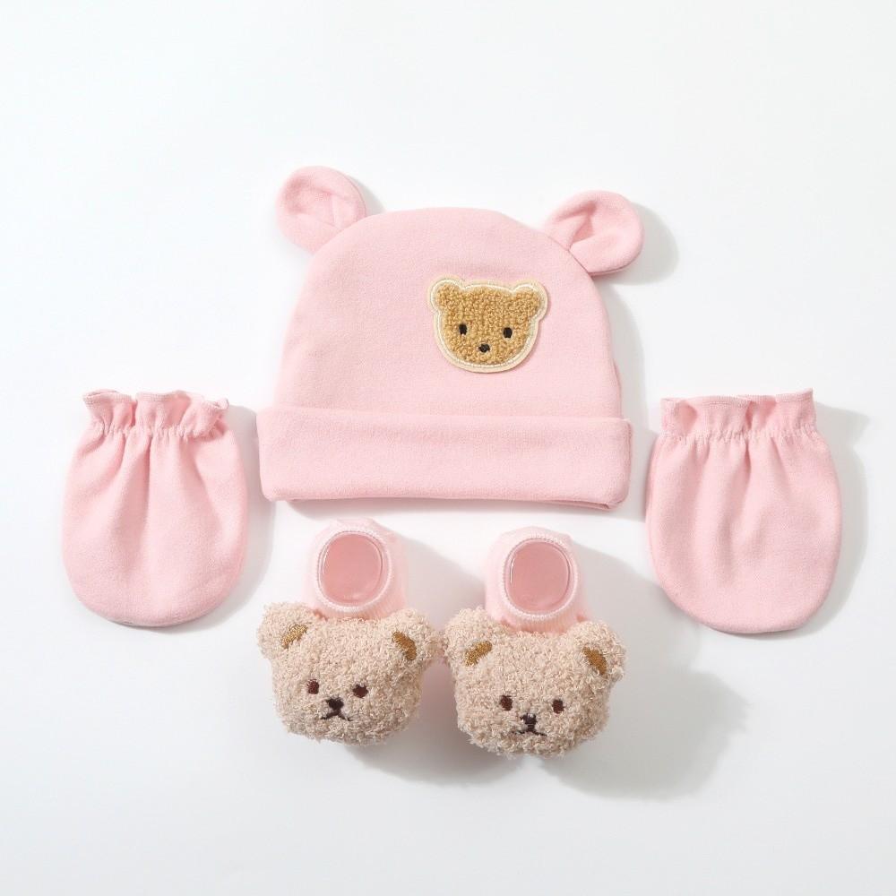 Elastic Baby Hat Gloves Socks Set Warm Infant Mittens Soft Newborn Hat Unisex