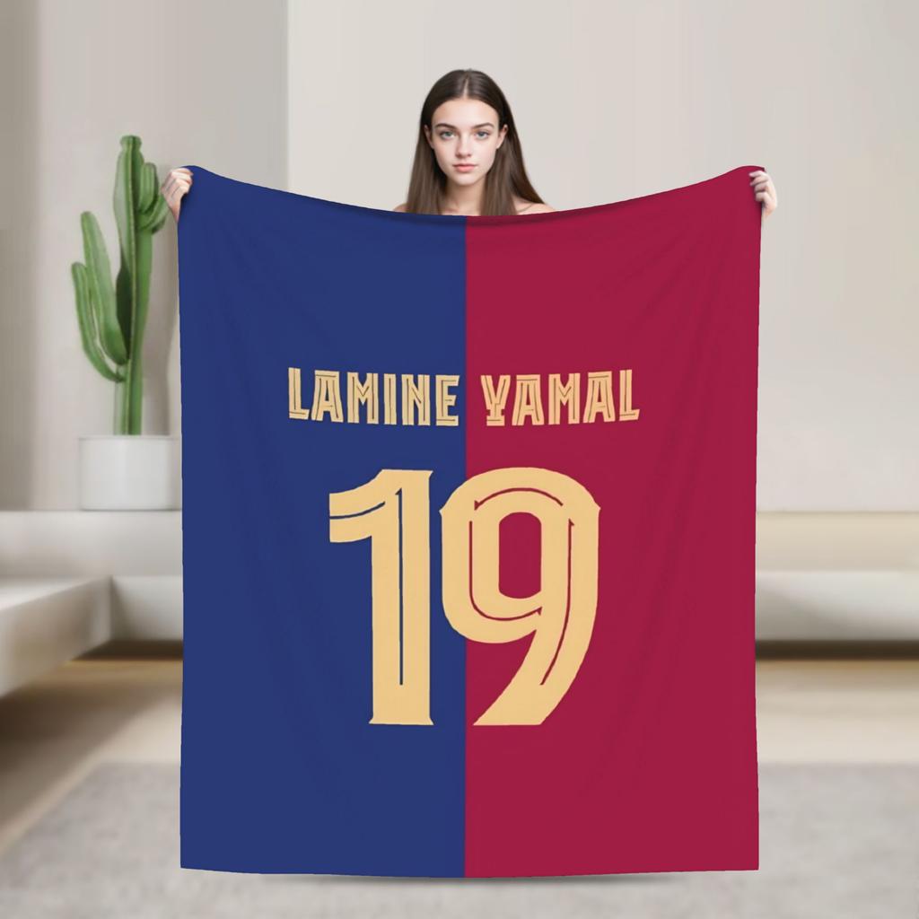 Fußball L-Lamine Yamal Spanien Decken Fleece Frühling/Herbst Multifunktionale Weiche Überwurfdecken für Zuhause Büro Bettwäsche Überwürfe