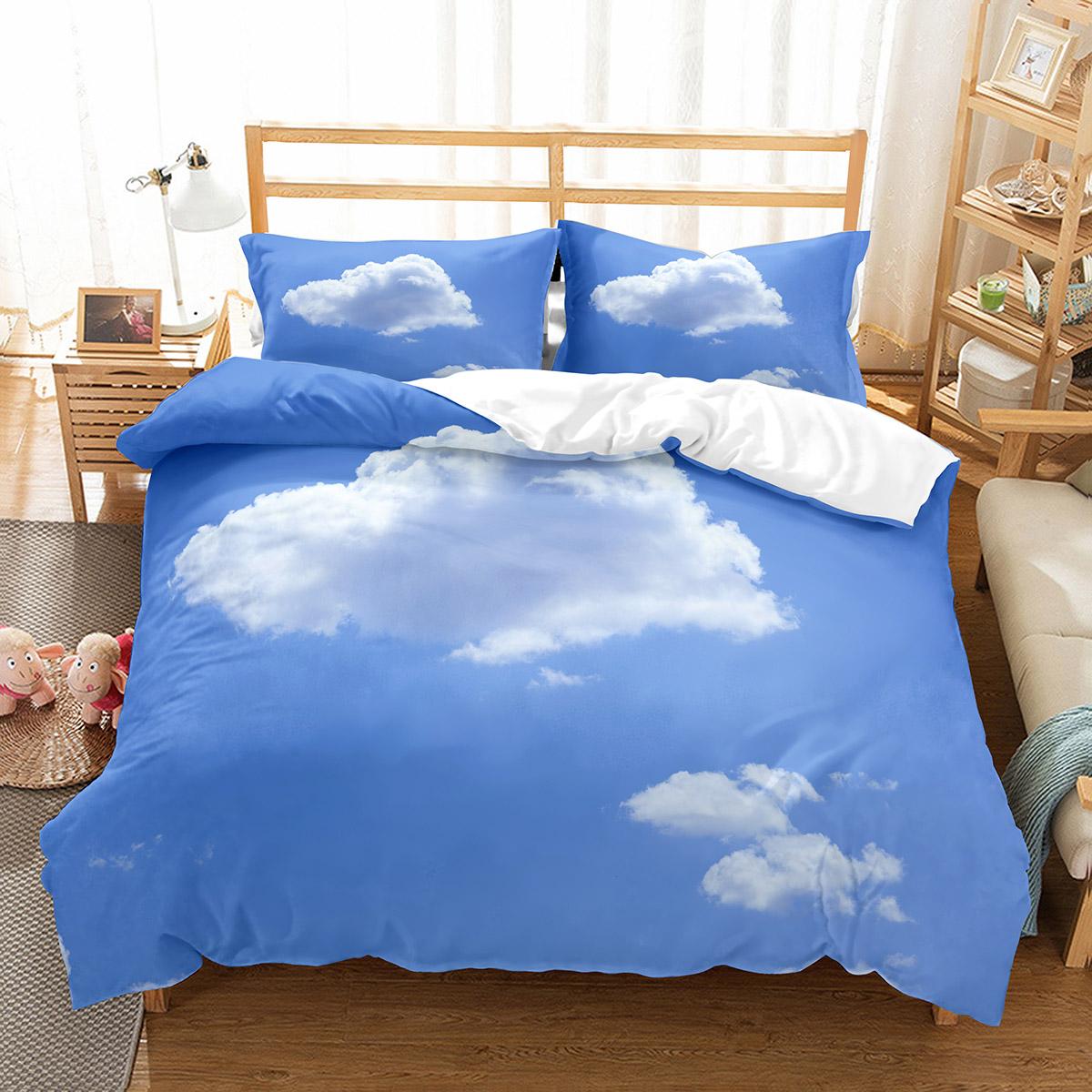 

White Cloud Duvet Cover Set Comfort Cover Twin Full King Size для дітей, підлітків, дорослих, декор спальні Комплект постільної білизни з наволочкою 155x215cm 3pcs