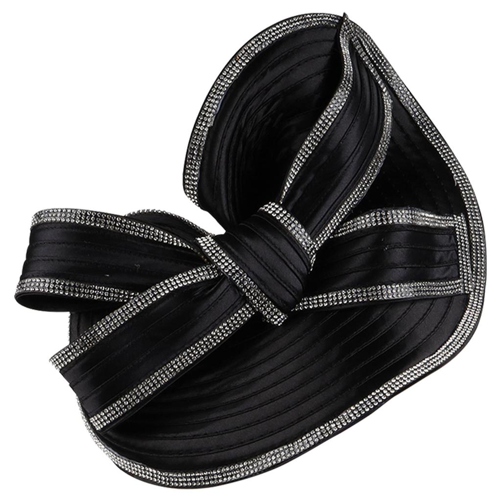 TeaParty Fascinator Hat Kentucky Derby Rhinestone Trim Hat Headband for Cocktail Big Bowknot Bowler Hat 1920s Church Hat