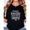 Womens Plus Size My Favorite People Call Me Nanny Heart Print T Shirt Soft Stretch Fabric Round Neck Short Sleeve Black Spring Summer Essential