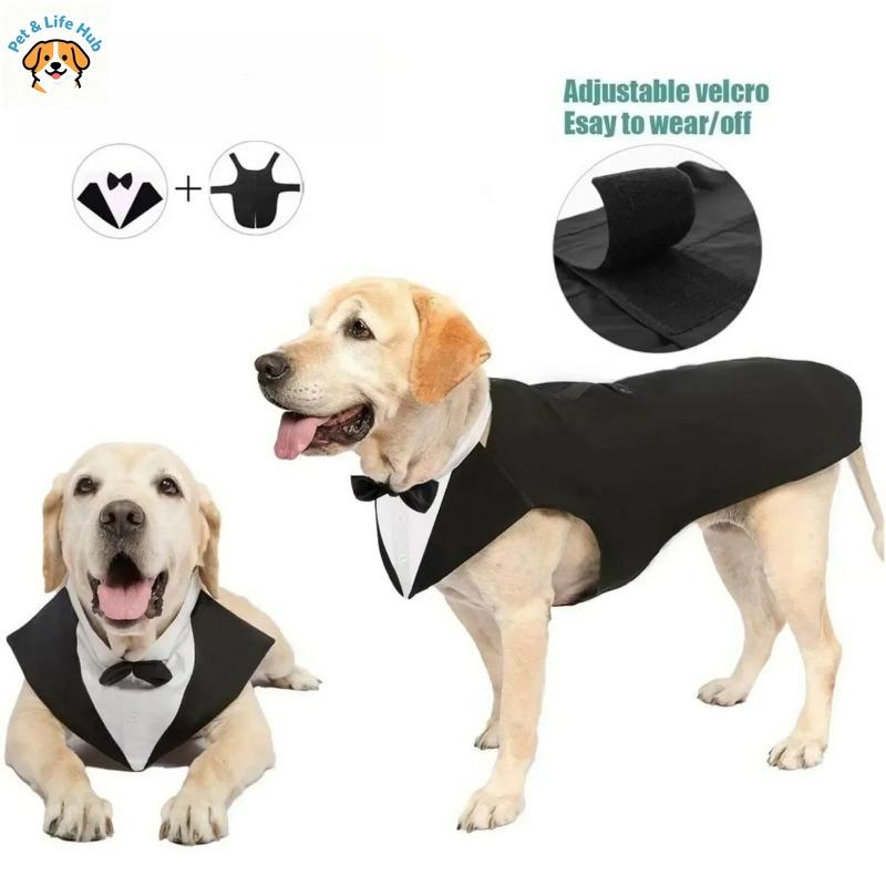 Costume Smoking per Cani Taglia Grande Media Design Staccabile Abito da Matrimonio Festa per Golden Retriever Labrador