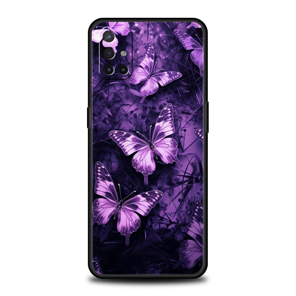 Phone Case For Oneplus 13R 12R 13 12 10T 10R Nord N100 N200 N10 10 9 9R 9RT CE 2 Z Pro 5G Soft TPU Cover Art Purple Butterfly