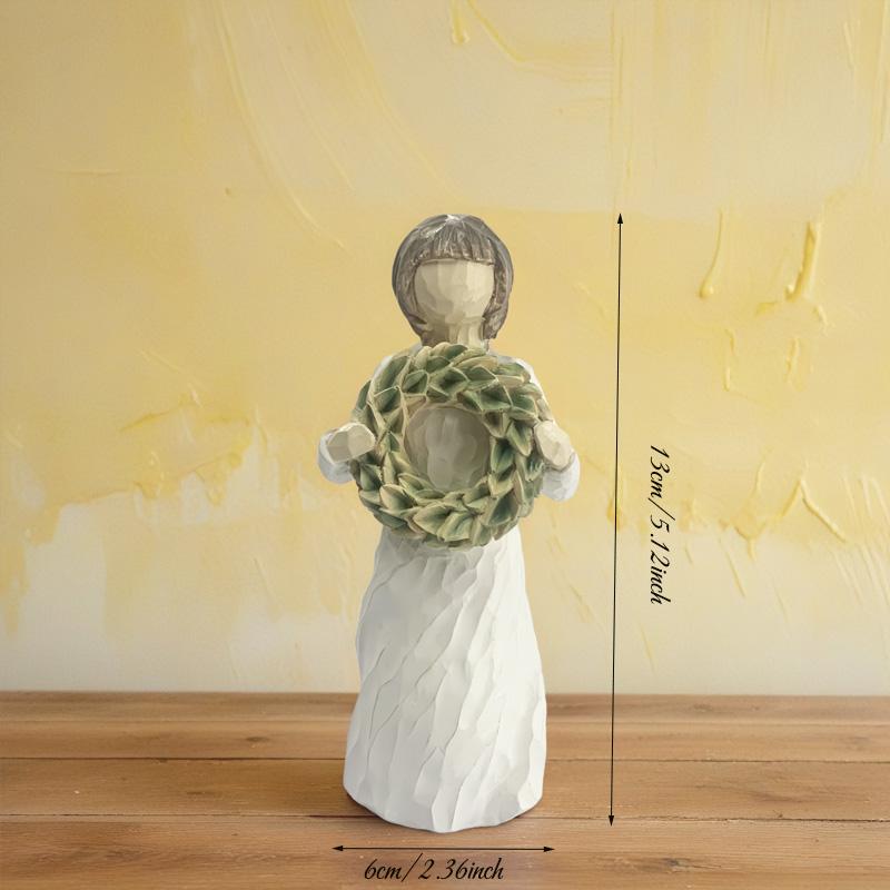 

Girl holding magnolia flower - Home Sculpture Artwork Living Room Bedroom Table Decoration Resin Crafts Room Decoration Supplies