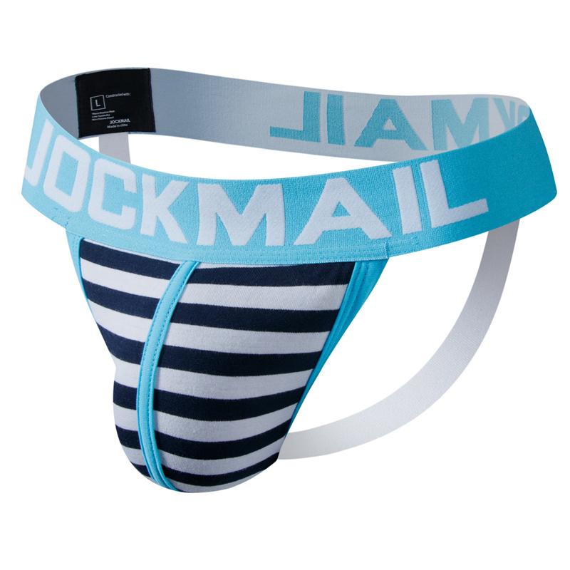 Jockstraps JOCKMAIL Fashion Stripe Men's Thong Sexy Low Waist T-Back Briefs Sport G-string Underpans Daily Casual Men's Bikini Underwear