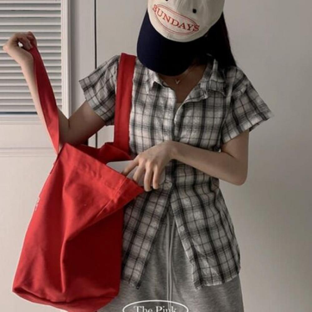 The Pink Male Check Roll Up Strap Short Sleeve Shirt
