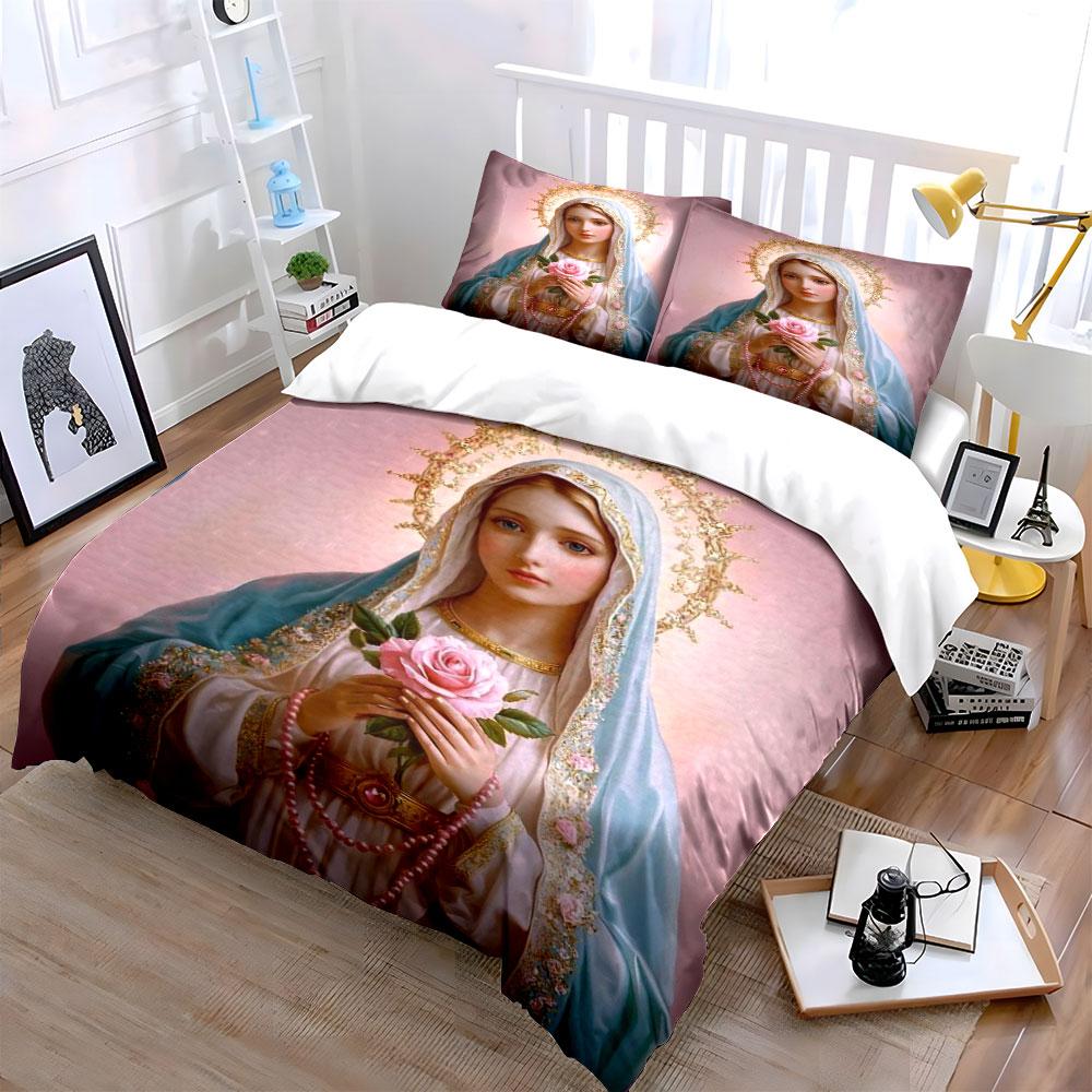 Holy Virgin Mary Bedding Set Bedding Duvet Cover Set Duvet Cover Pillowcases (1 * Duvet Cover 2 * Pillowcases, without duvet insert)