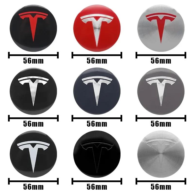 Autoaufkleber Tesla 56mm Auto Radnabendeckel Abzeichen Aufkleber Emblem Decals Zubehör Für Tesla Model 3 Model Y S Auto Styling