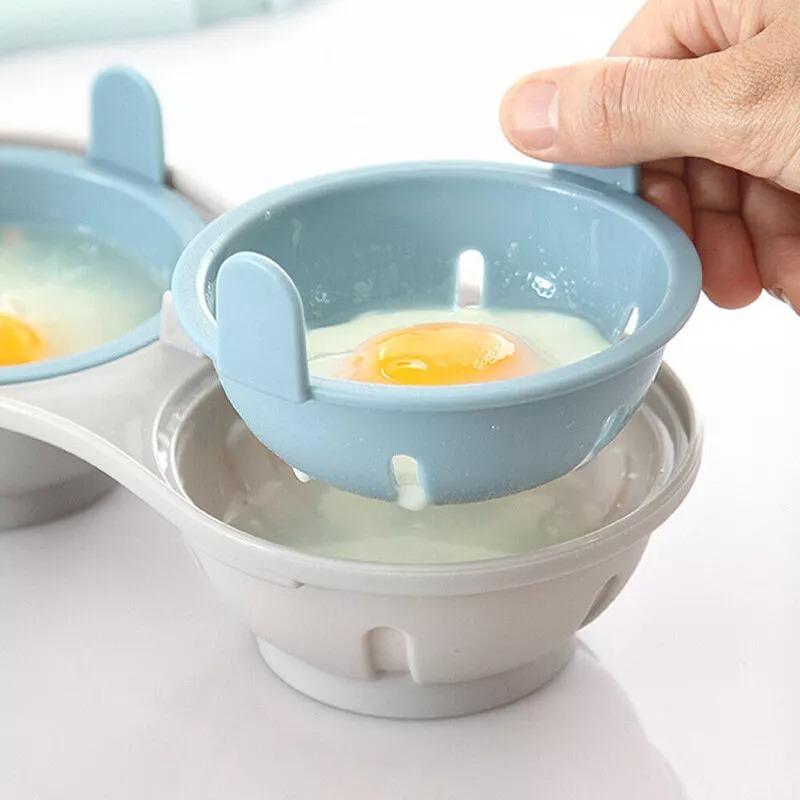 1Pc Double Cup Microwave Eggs Poacher Cookware Cooker Egg Boiler Steamer Maker Poach